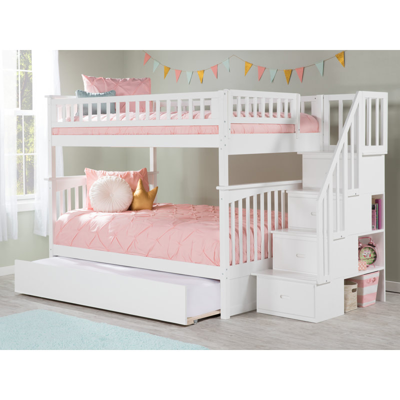 Harriet Bee Abel Staircase Full Over Full Bunk Bed with Trundle